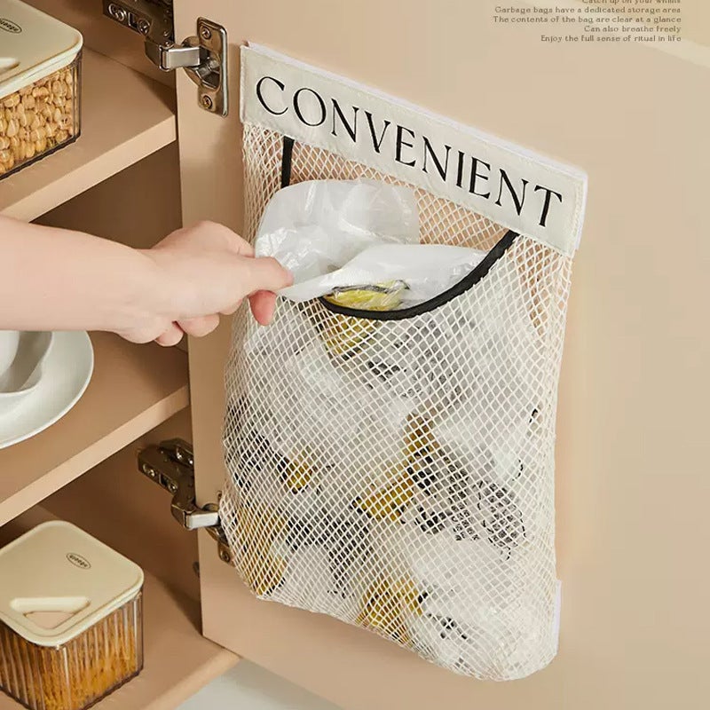 Kitchen Multifunctional Storage Bag, Wall-Mounted Large-Capacity Storage Bag, Cabinet Door Desktop Mesh Garbage Bag, Hangable - Image 2